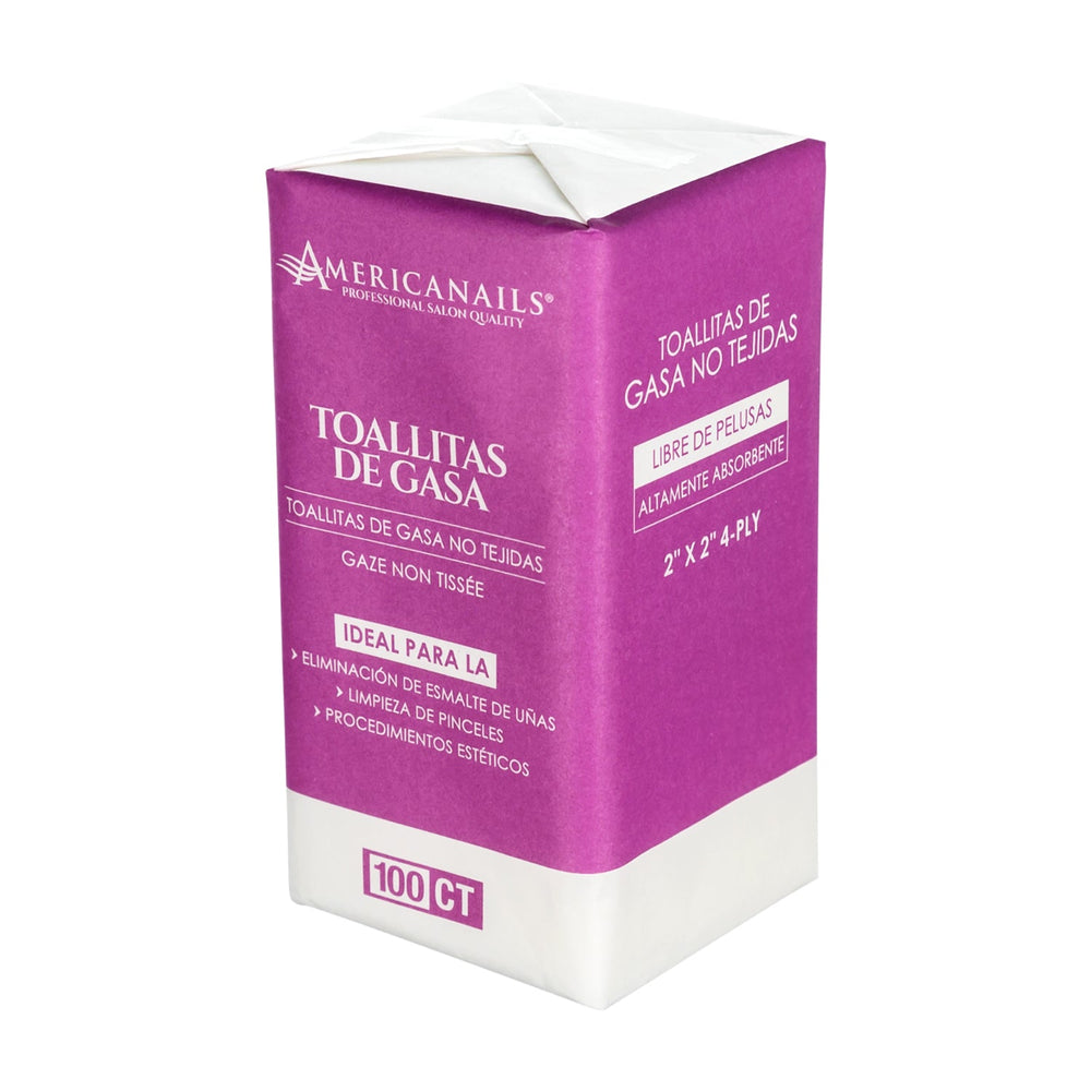 Americanails Lingettes en gaze non-tissée non pelucheuses 2"X2" 100 unités 78482