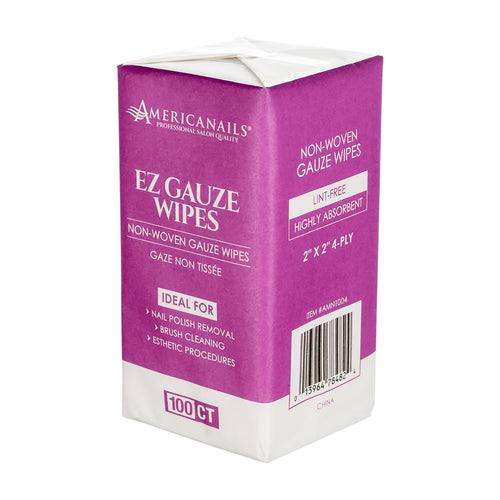 Americanails Lingettes en gaze non-tissée non pelucheuses 2"X2" 100 unités 78482