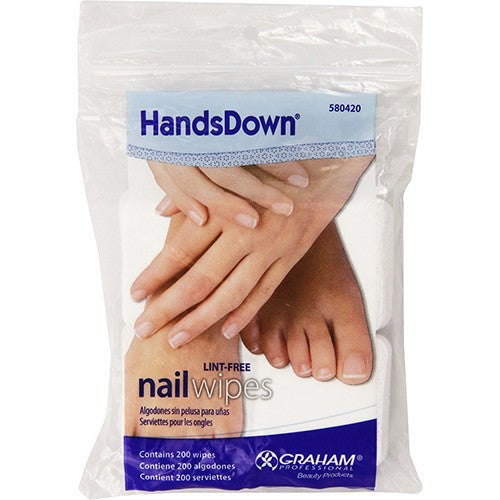 Lingettes à ongles Handsdown, non pelucheuses, 2"x2" blanches, 200/sac 42800