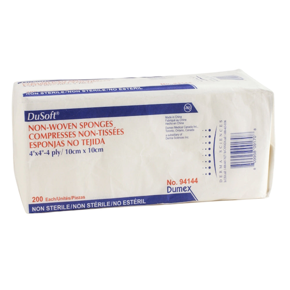 DuSoft Éponges non-tissées 4"x4" 4 épaisseurs, paquet de 200 - 94144