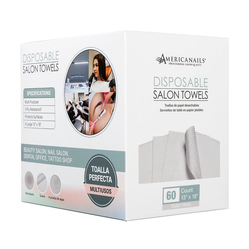 Americanails Serviettes de Salon Jetables Blanches 60 unités AMN1197W
