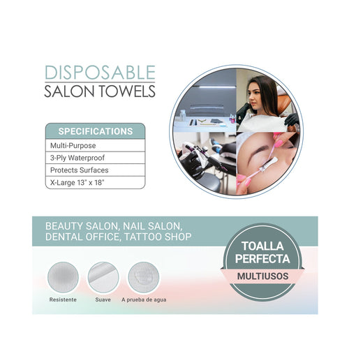 Americanails Serviettes de Salon Jetables Blanches 60 unités AMN1197W