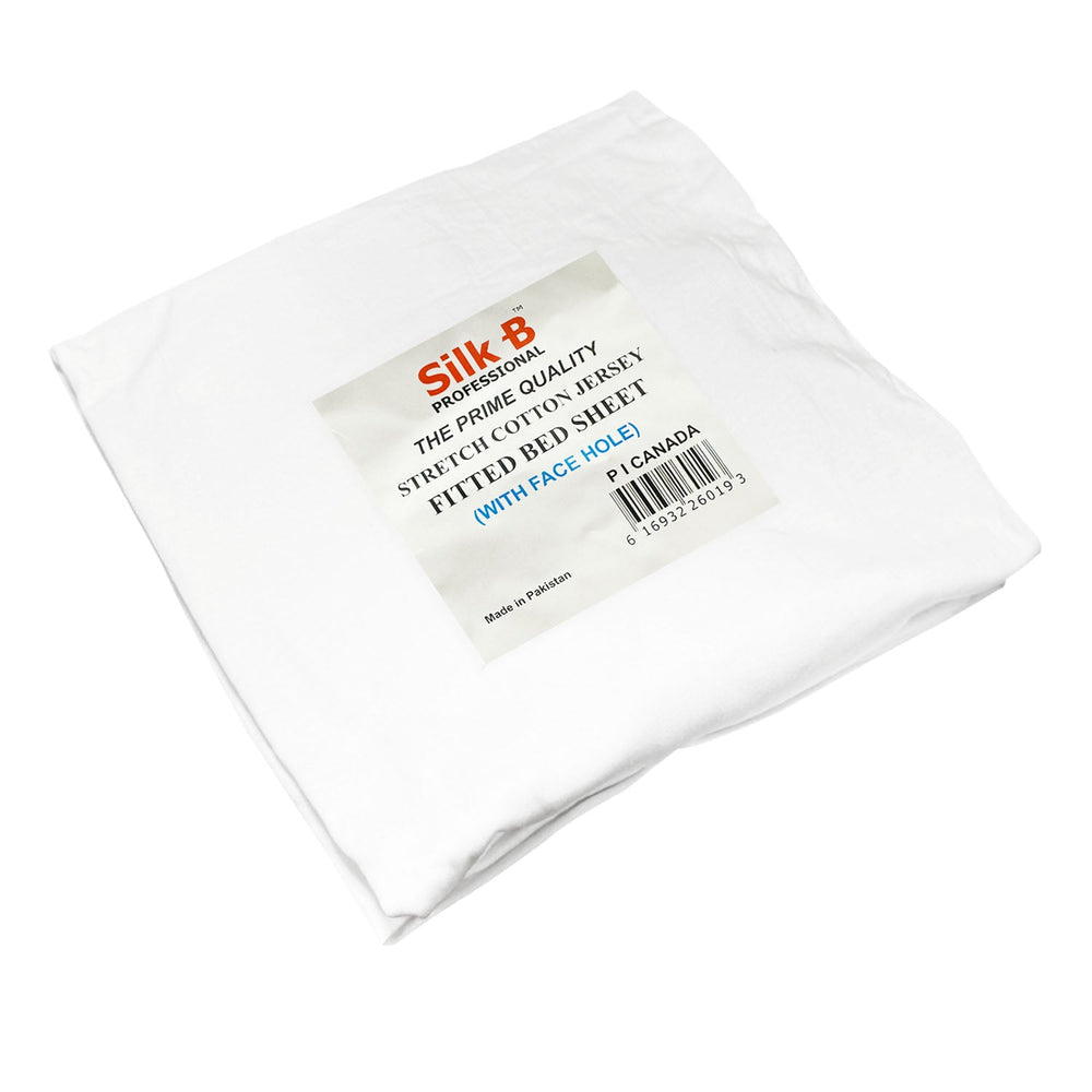 Drap-housse extensible Silk-B avec trou pour le visage 26019