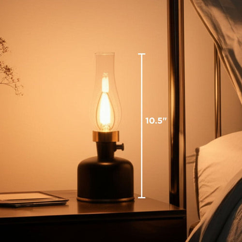 Lantern LED Lamp with Chimney 10.5"H - Black 54678