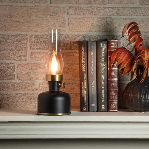 Lantern LED Lamp with Chimney 10.5"H - Black 54678