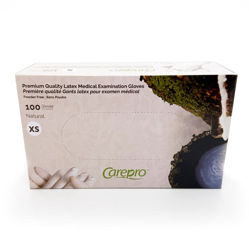 Gants d'examen sans poudre en latex CarePro naturels, 100 unités, très petits