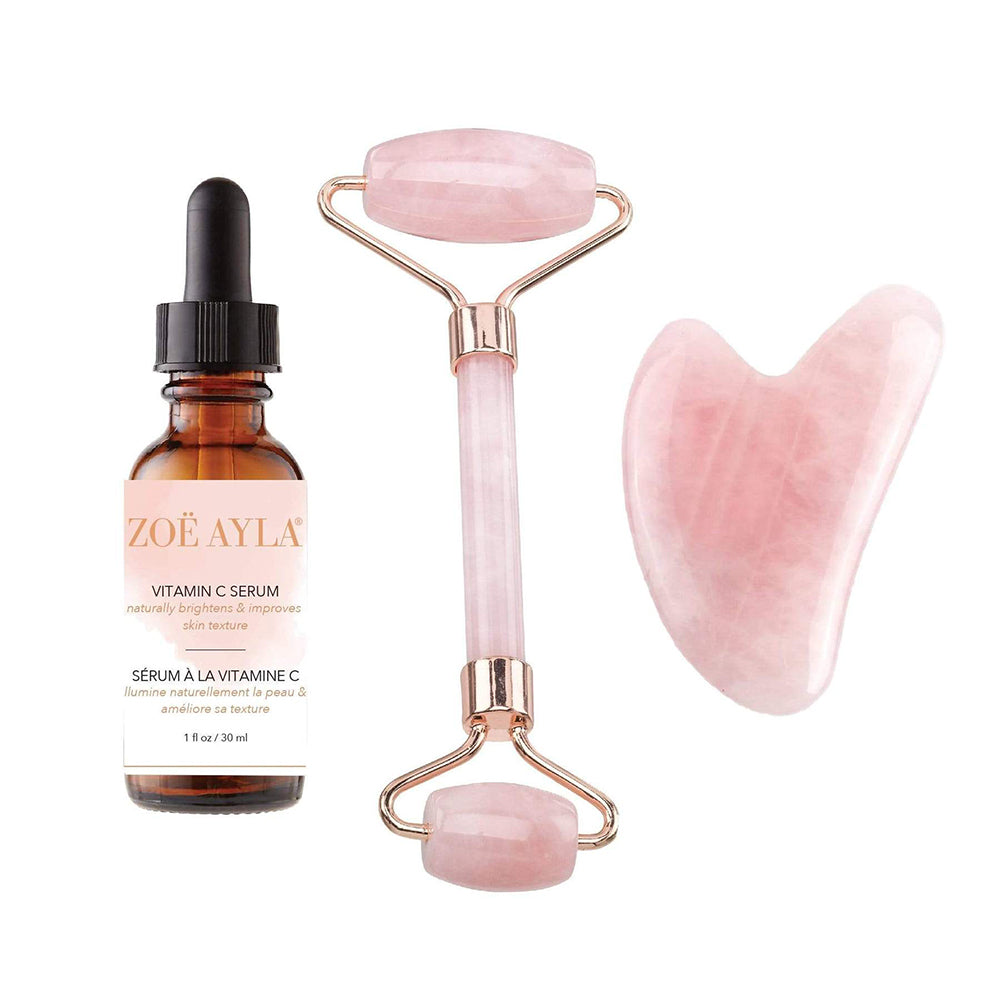 Sérum Vitamine C, Rouleau de Quartz & Gua Sha Zoe Ayla SSC020-VCRQ