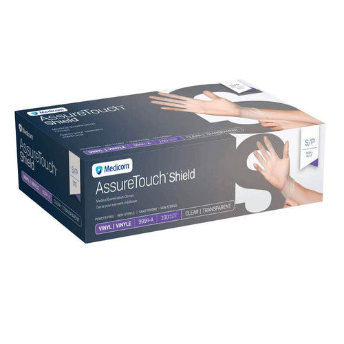 Gants d'examen médical en vinyle Medicom AssureTouch Shield S 15618