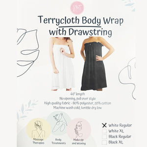 JMT Terrycloth Body Wrap with Drawstring White Regular W901B