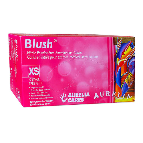 Gants en nitrile non poudrés Aurelia Blush roses 200 unités T. TP 78885