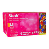 Gants en nitrile sans poudre Aurelia Blush roses, paquet de 200, taille M, 78887