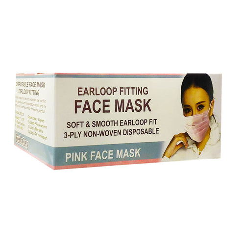 Masque jetable à boucles d'oreilles Berkeley, 50 pièces, rose FM101-PI