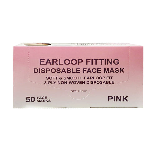 Masque jetable à boucles d'oreilles Berkeley, 50 pièces, rose FM101-PI