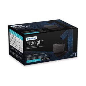 Masque de procédure Medicom Midnight à boucles auriculaires noir 213792