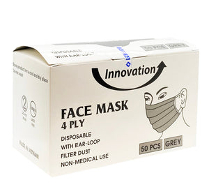 Masque innovant 4 épaisseurs anti-poussière 50 pièces gris