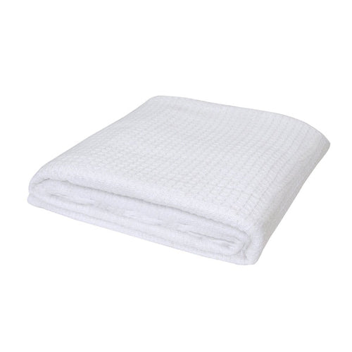 Waffle Cotton Blanket Large Size - White 70" x 90" 26021