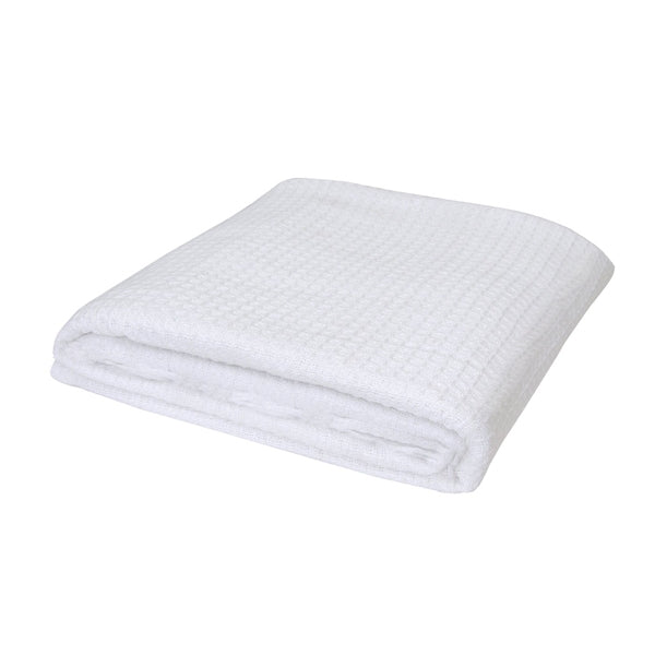 Couverture en Coton Nid d'Abeille Grande Taille - Blanc 70" x 90" 26021
