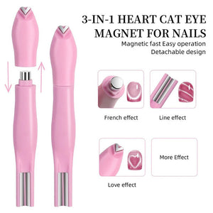 3-en-1 Aimant Oeil de Chat Cœur d'Amour 3D Rose 33614