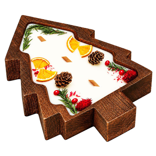 Grande bougie de Noël en bois, senteur pain d'épices