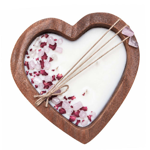 Bougie bol en bois de cœur - Magnolia et Pivoine 37514