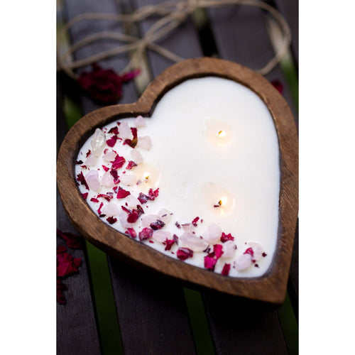 Bougie bol en bois de cœur - Magnolia et Pivoine 37514
