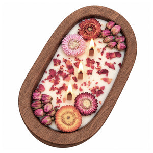 3 Wood Wick Dough Bowl Candle - Rose Garden 37516