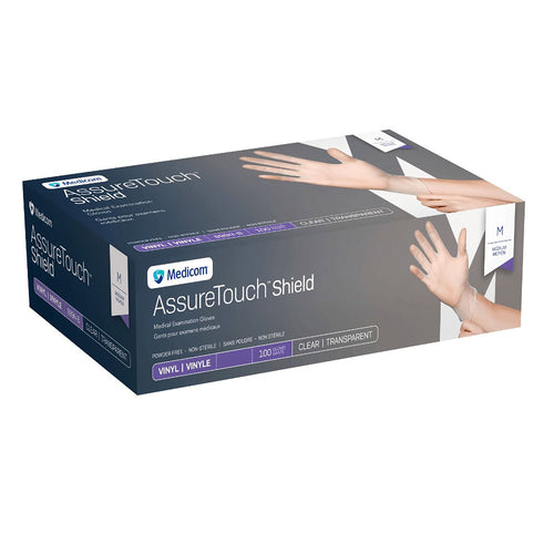 Gants d'examen médical en vinyle Medicom AssureTouch Shield M 46384