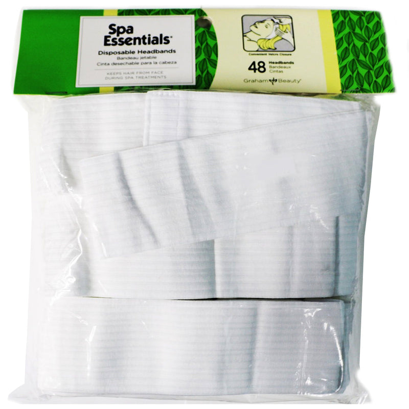 Graham Spa Essentials Disposable Headband White 48pcs #51823