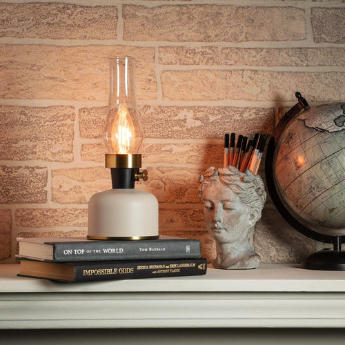 Lantern LED Lamp with Chimney 10.5"H - Ivory 54679