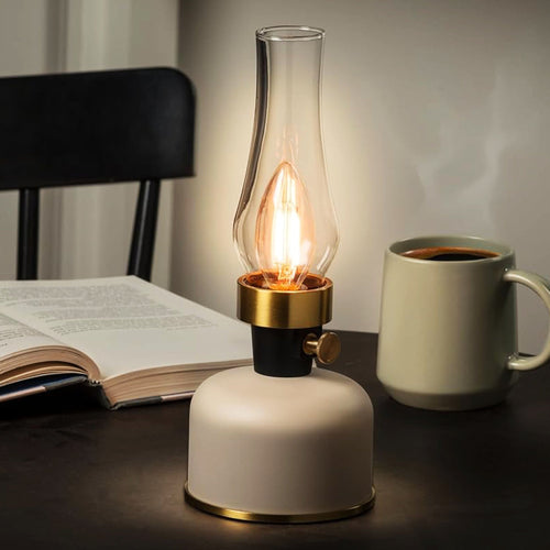 Lantern LED Lamp with Chimney 10.5"H - Ivory 54679