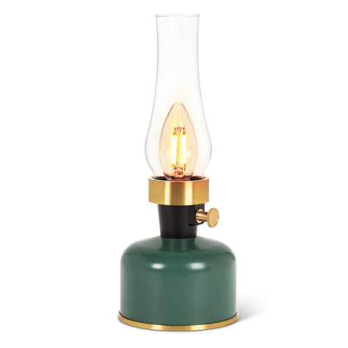 Lantern LED Lamp with Chimney 10.5"H - Green 54680