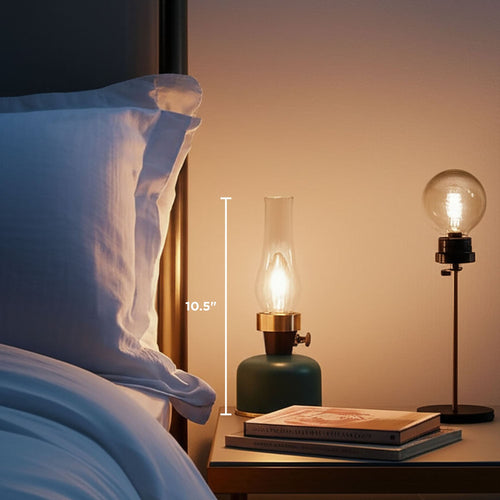 Lantern LED Lamp with Chimney 10.5"H - Green 54680