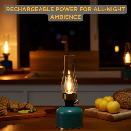 Lantern LED Lamp with Chimney 10.5"H - Green 54680