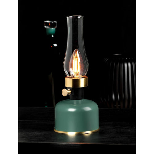 Lantern LED Lamp with Chimney 10.5"H - Green 54680
