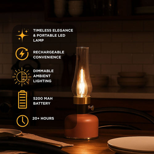 Abbott Lantern LED Lamp with Chimney 10.5"H Terracotta 55484