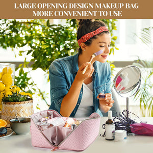 Trousse de maquillage à carreaux en cuir végétalien | BLANC 67268