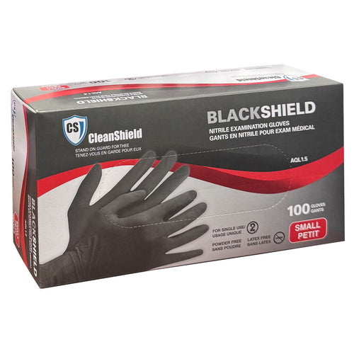 Gants d'examen en nitrile CleanShield noirs 100 pièces Taille S 110BLK