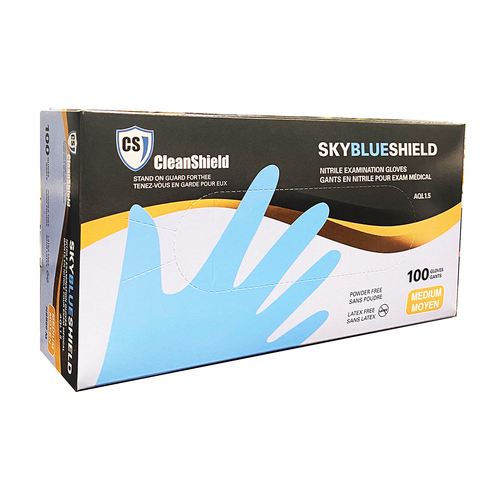 Gants d'examen en nitrile CleanShield bleu ciel, 100 unités, taille M, 73285