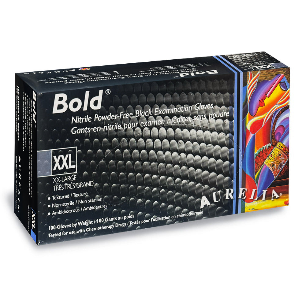 Gants en nitrile noirs non poudrés Aurelia Bold 100 unités TXXL 73990