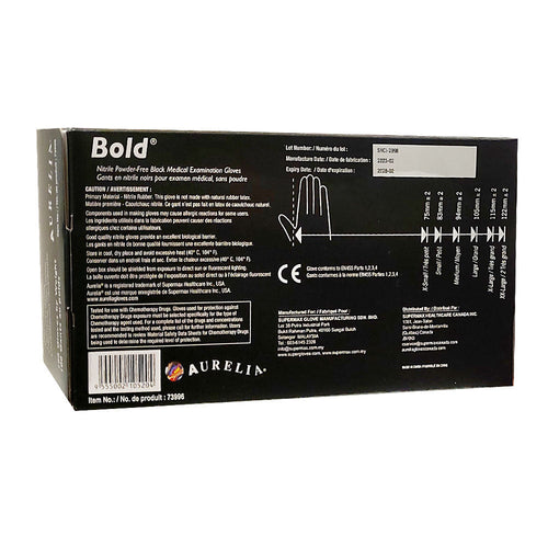 Gants Aurelia Bold en nitrile noir, sans poudre, 100 unités, petite taille 73996