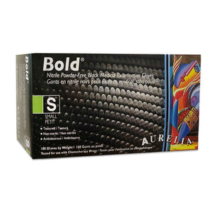Gants Aurelia Bold en nitrile noir, sans poudre, 100 unités, petite taille 73996