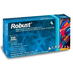Gants Aurelia Robust Nitrile 5.0 Sans Poudre Bleus 100 Pièces XXL 93890