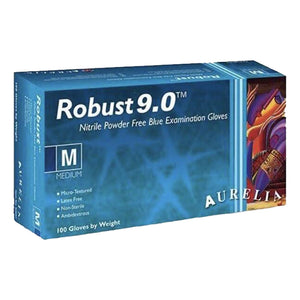 Gants bleus en nitrile résistant Aurelia 5.0 PF, boîte de 100, taille M 93897