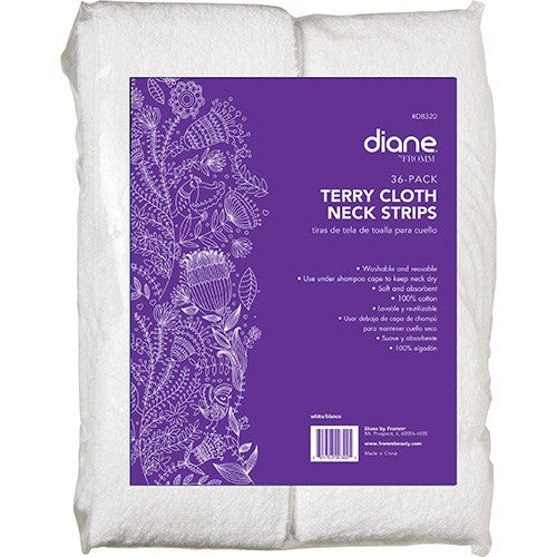 Bandes de cou en tissu éponge Diane By Fromm Blanches, paquet de 36 D8320