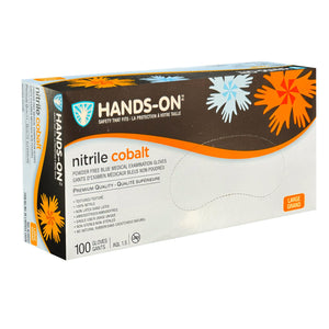 Gants nitrile Hands On Cobalt P/F bleus 100 unités grande taille 130CB