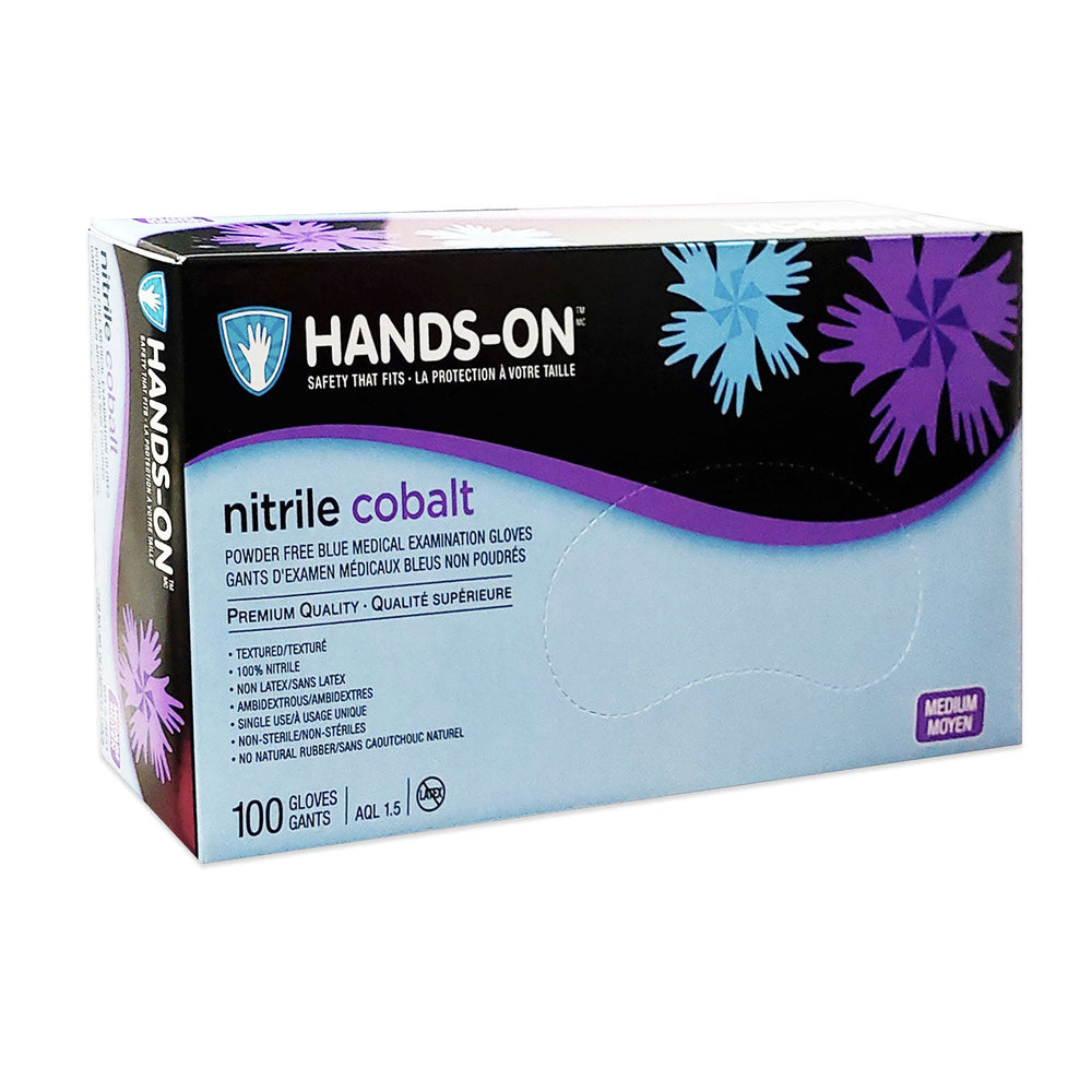 Gants nitrile bleus sans poudre Hands On Cobalt, taille M, boîte de 100 - 120CB