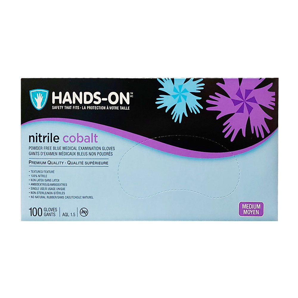 Gants nitrile bleus sans poudre Hands On Cobalt, taille M, boîte de 100 - 120CB