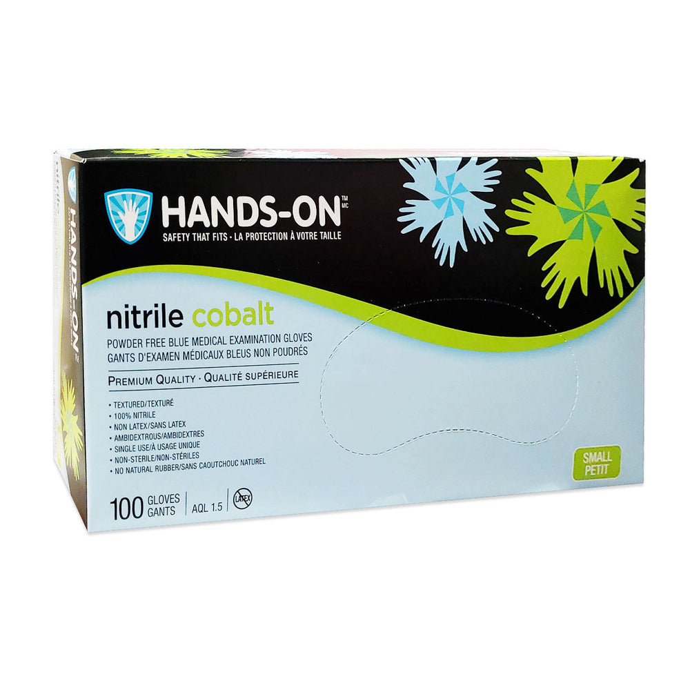 Gants en nitrile sans poudre Hands On Cobalt P/F bleus, 100 pièces, taille S, 110CB