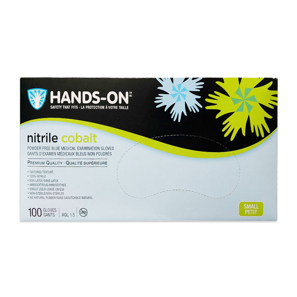 Gants en nitrile sans poudre Hands On Cobalt P/F bleus, 100 pièces, taille S, 110CB