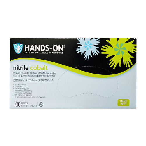 Gants en nitrile sans poudre Hands On Cobalt P/F bleus, 100 pièces, taille S, 110CB